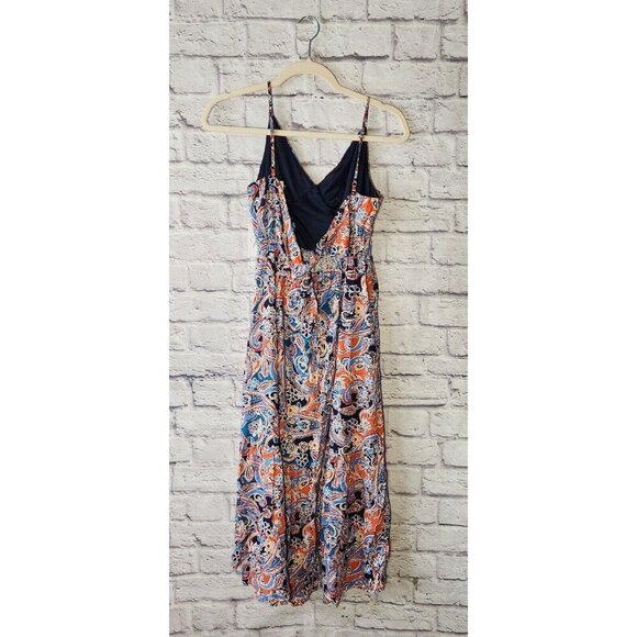JAPNA Womens Size Small Blue Orange Multicolor Floral Paisley Maxi Dress - Picture 3 of 6